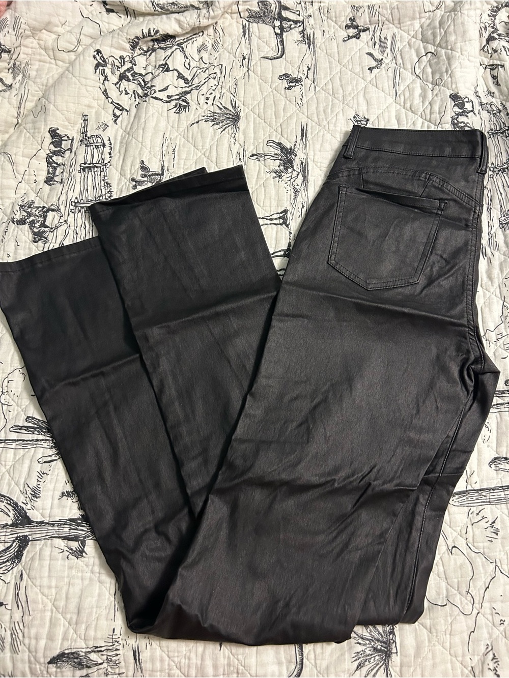 Black Faux Leather flare Jeans